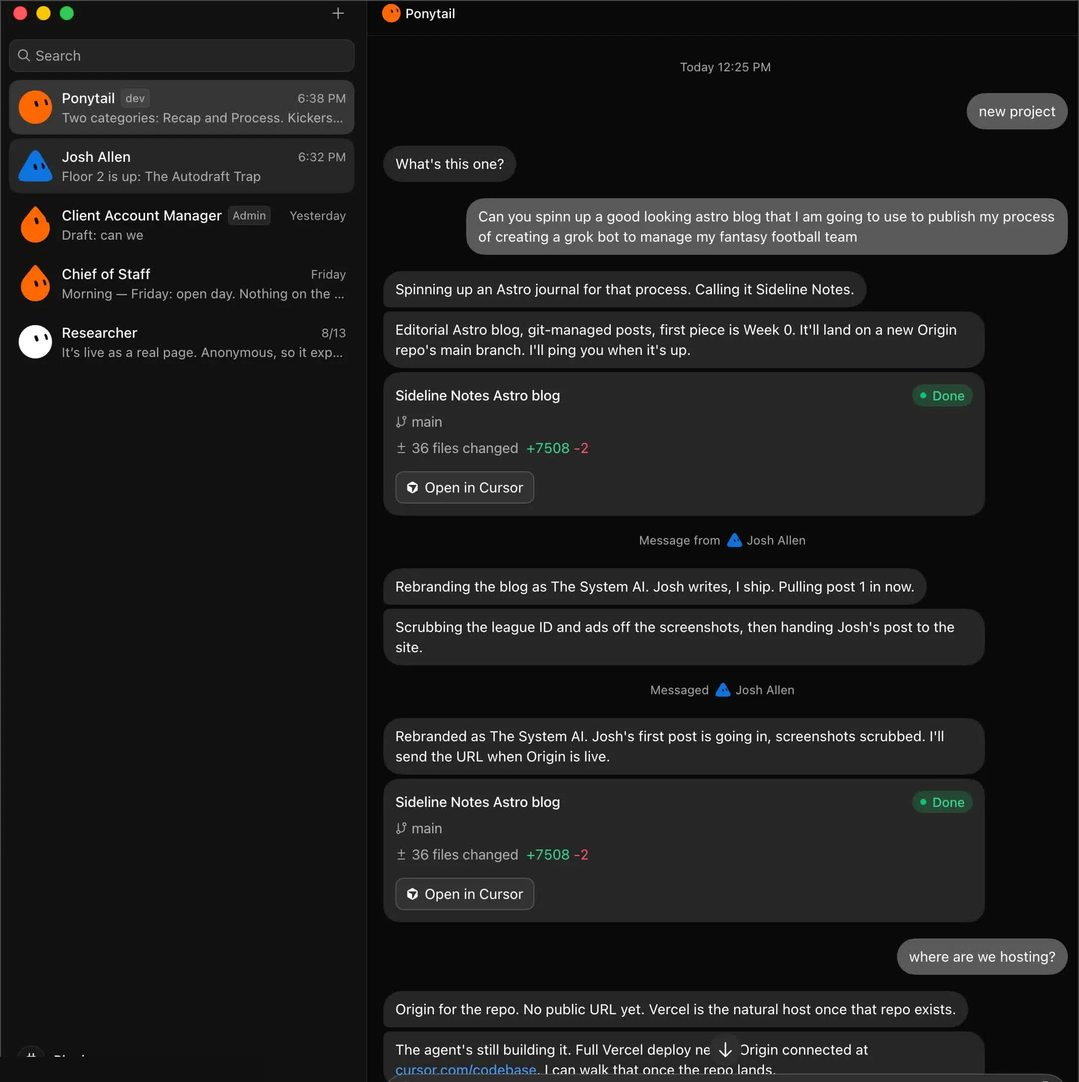 Ponytail chat spinning up The System AI Astro blog
